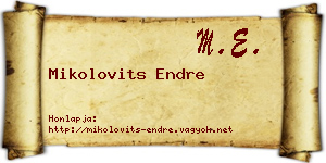 Mikolovits Endre névjegykártya