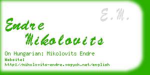 endre mikolovits business card